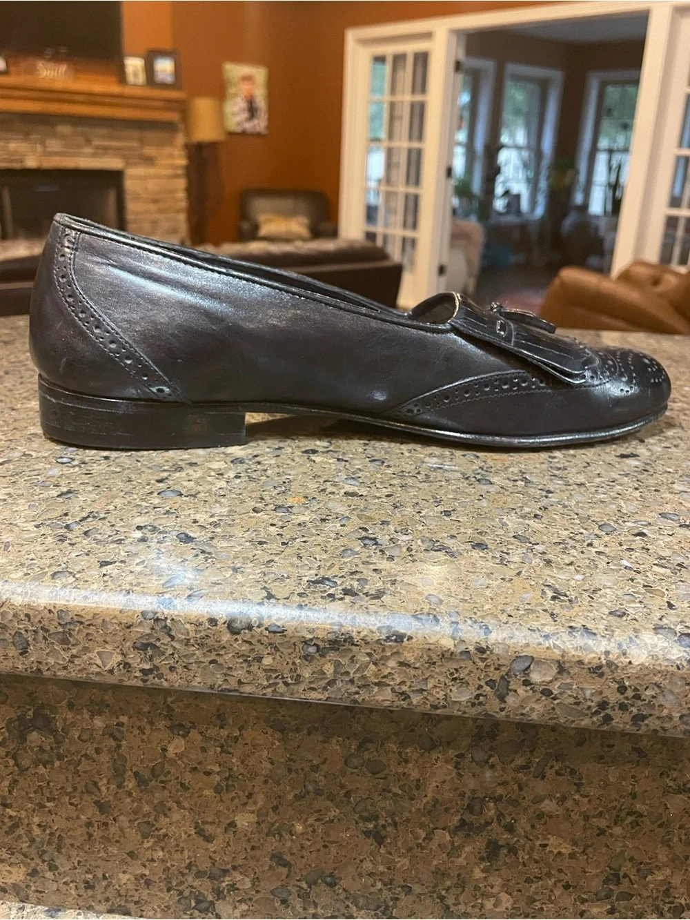 Stanley Blacker Smart Casual Italian Black Leather Kiltie Tassel Loafers Sz 9.5